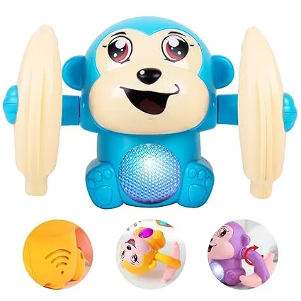 Voice Control Dancing Monkey Toy – LED Musical Tumbling Toy for Kids