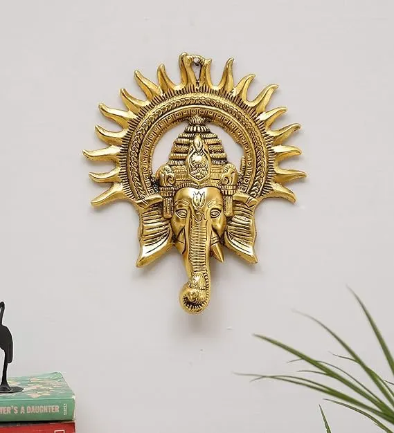 KridayKraft Metal Ganesha Wall Hanging – Decorative Ganpati Showpiece