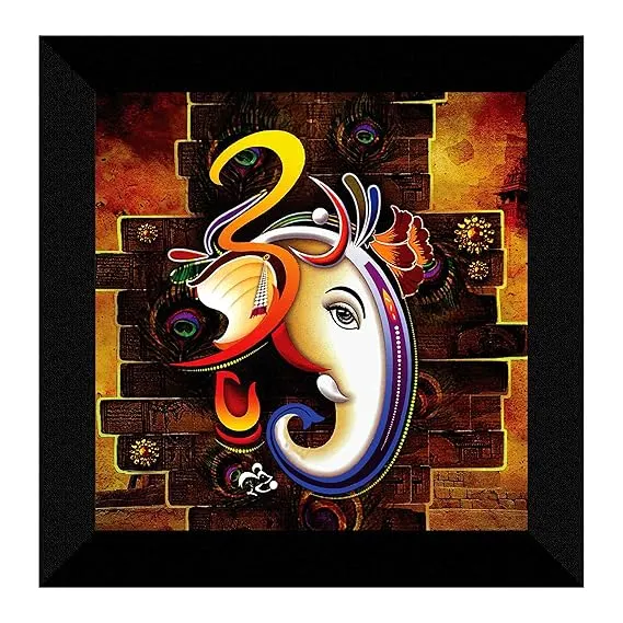 SAF Ganesha UV Coated Decorative Frame Painting – Multicolor Wall Art