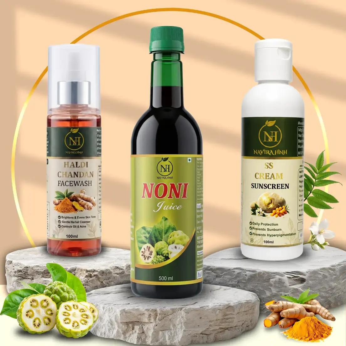 Haldi Chandan Facewash, SS Cream & Noni Juice| Daily Wellness & Glow |Exclusive Festive Combo