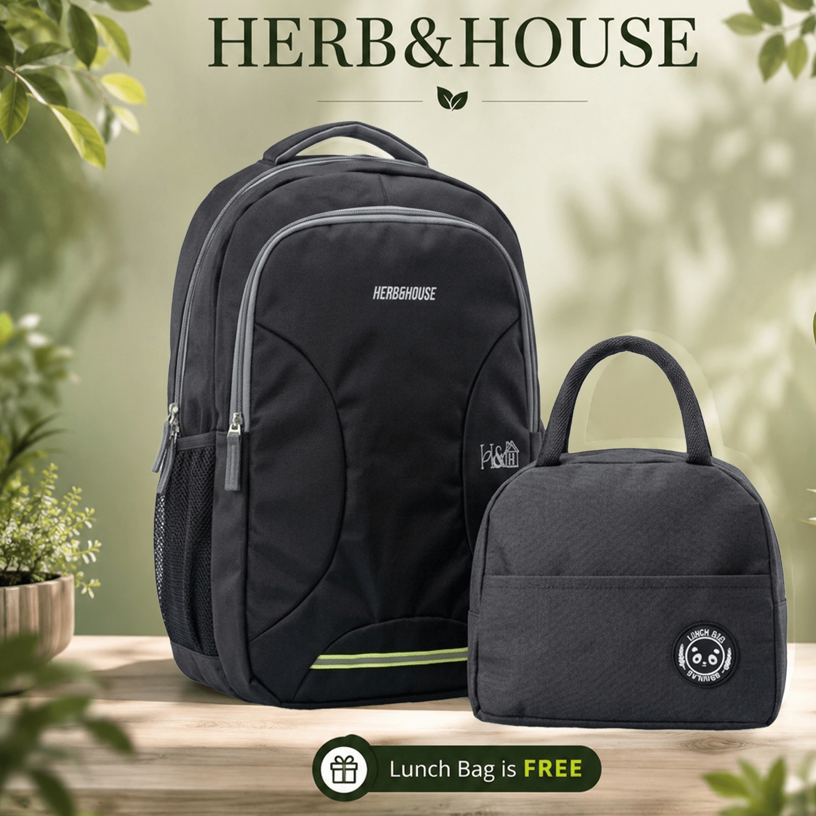 Laptop Backpack Stylish Black Backpack & Lunch Bag Combo – Perfect for Everyday Use